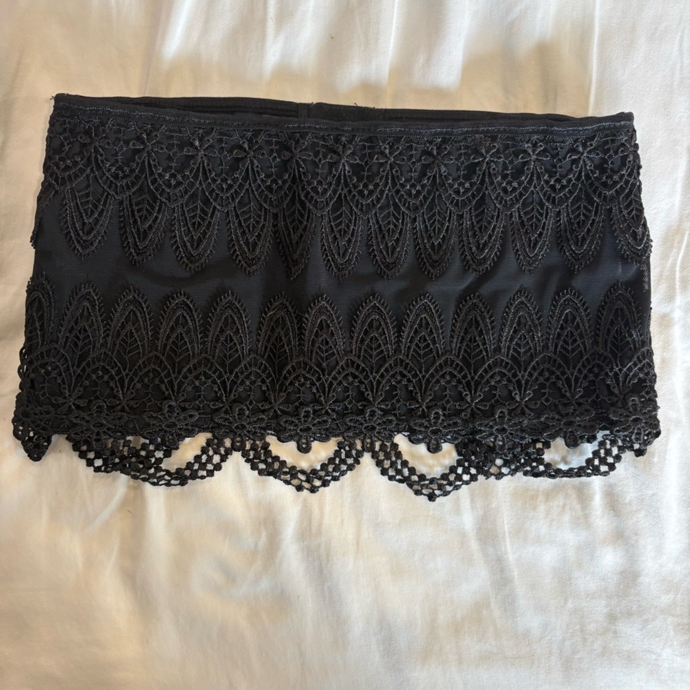 Black Lace Floral Corset Tube Top